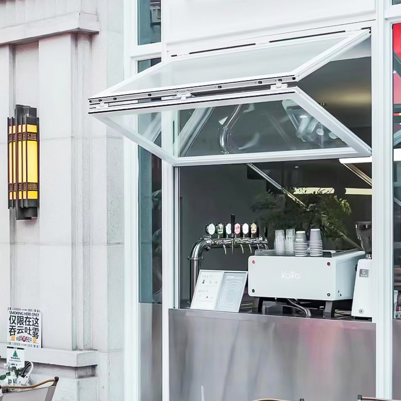 How do manual folding windows enhance overall transparency and visual extension of space through minimalist frame design?